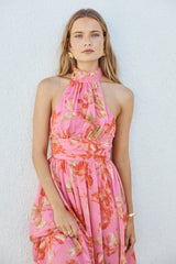 Harriette Halter Maxi Dress Pink