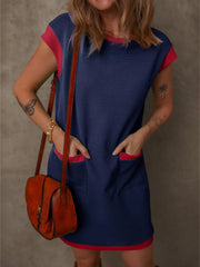 Round Neck Cap Sleeve Mini Dress