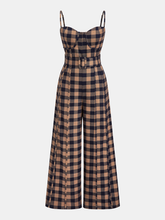 Plaid Belted Wide-Leg Cami Jumpsuit