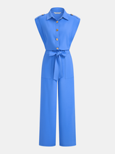 Sleeveless Collared Tie Waist Wide-Leg Jumpsuit