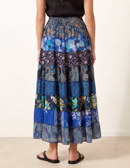 Multi Print Shirred Skirt