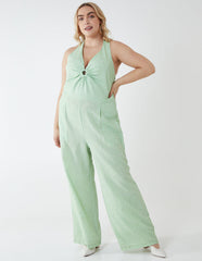 Curve Halter Neck Culotte Green Jumpsuit