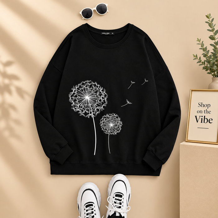 BLACK SNOWFLAKE SWEATSHIRT