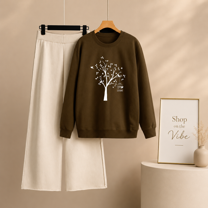 BROWN SWEATSHIRT NEW TREE WITH BEIGE FLAPPER