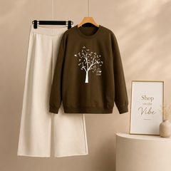 BROWN SWEATSHIRT NEW TREE WITH BEIGE FLAPPER