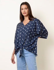 Polka Dot Knot Front Top