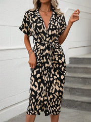 Short Sleeve Tie Waist Dress