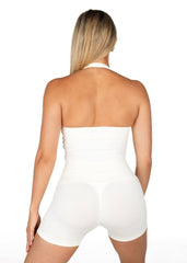 Dynamic Halter Seamless Singlet - Ivory - Kikiva Collection