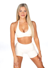 Dynamic Staple Halter Crop - Ivory - Kikiva Collection