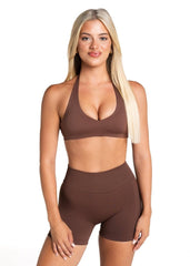 Dynamic Staple Halter Crop - Mocha Brown - Kikiva Collection