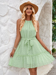 Priscilla Halter Babydoll Mini Dress - Mint