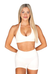 Dynamic Staple Halter Crop - Ivory - Kikiva Collection