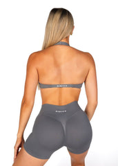 Dynamic Halter Twist Crop - Charcoal - Kikiva Collection
