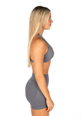 Dynamic Halter Twist Crop - Charcoal - Kikiva Collection