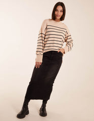 Thin Stripe Crew Neck Chunky Jumper