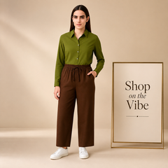 OLIVE GREEN BUTTON DOWN SHIRT WITH BROWN FLAPPER