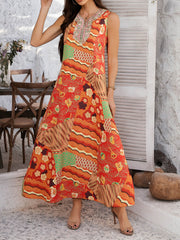 Emelia Floral Print Boho Maxi Dress - orange