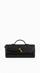 Milano Woven Clutch Handbag - Black
