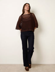 Round Neck Net Top