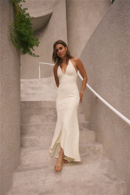 Rosetta Halter Maxi Dress Cream