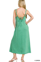 Zenana French Terry Twisted Strap Midi Dress