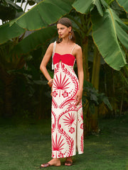 Backless Tropical Print Cami Dress
