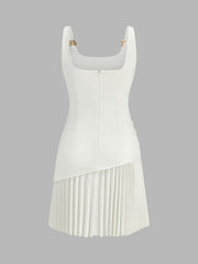 Ruched Pleated Mini Dress