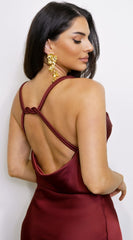 Lustra Satin Maxi Dress - Brick