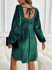 Adrenia Pleated Velvet Midi Dress - green