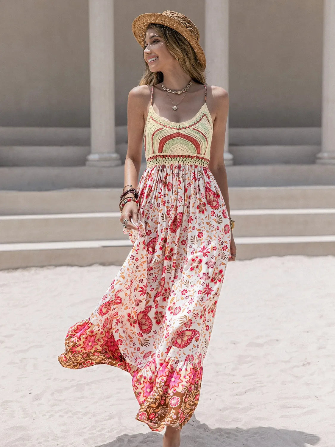 Printed Scoop Neck Cami Dress