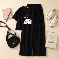 BLACK TEE MITHO PANDA WITH BLACK FLAPPER