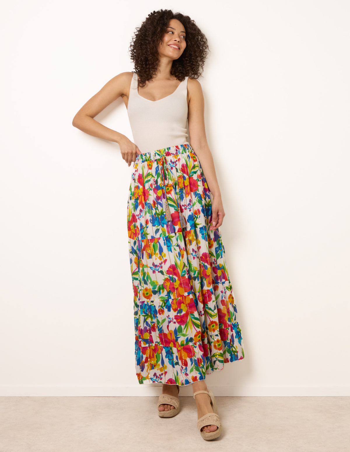 Tiered Bright Maxi Skirt