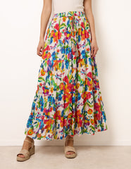 Tiered Bright Maxi Skirt