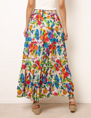 Tiered Bright Maxi Skirt