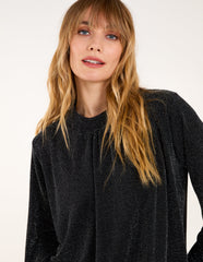 Metallic High Neck Puffball Top