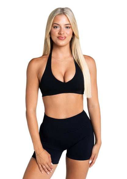 Dynamic Staple Halter Crop - Black - Kikiva Collection