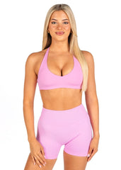Dynamic Staple Halter Crop - Candy Pink - Kikiva Collection