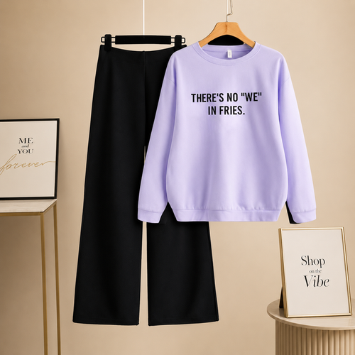 LILAC SWEATSHIRT WE IN FRIES WITH BLACK FLAPPER