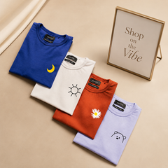 PACK OF 4 TSHIRT (ROYAL BLUE, CREAM, ORANGE AND LILAC)