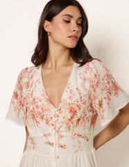 Floral Print Button Front Maxi Dress