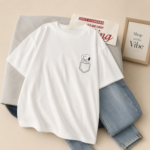 WHITE TEE POCKET DOG
